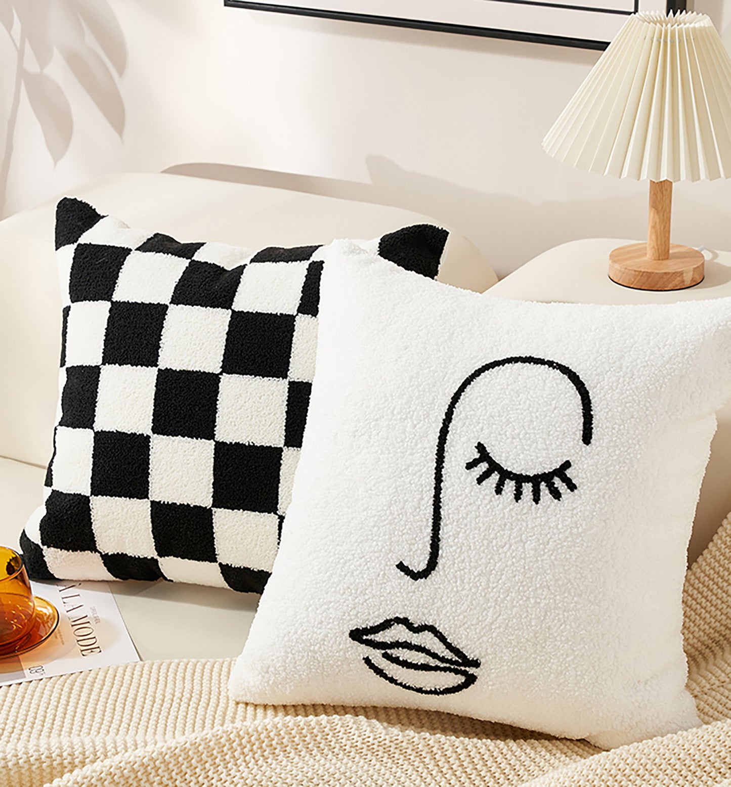 Cozy Pillow Cover Cute Pillow Throw Pillow Case Abstract Decorative Black White Khaki Pillow Case Housewarming gift Living Room Decor