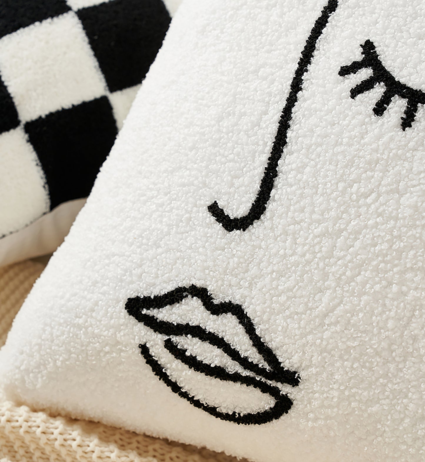 Cozy Pillow Cover Cute Pillow Throw Pillow Case Abstract Decorative Black White Khaki Pillow Case Housewarming gift Living Room Decor