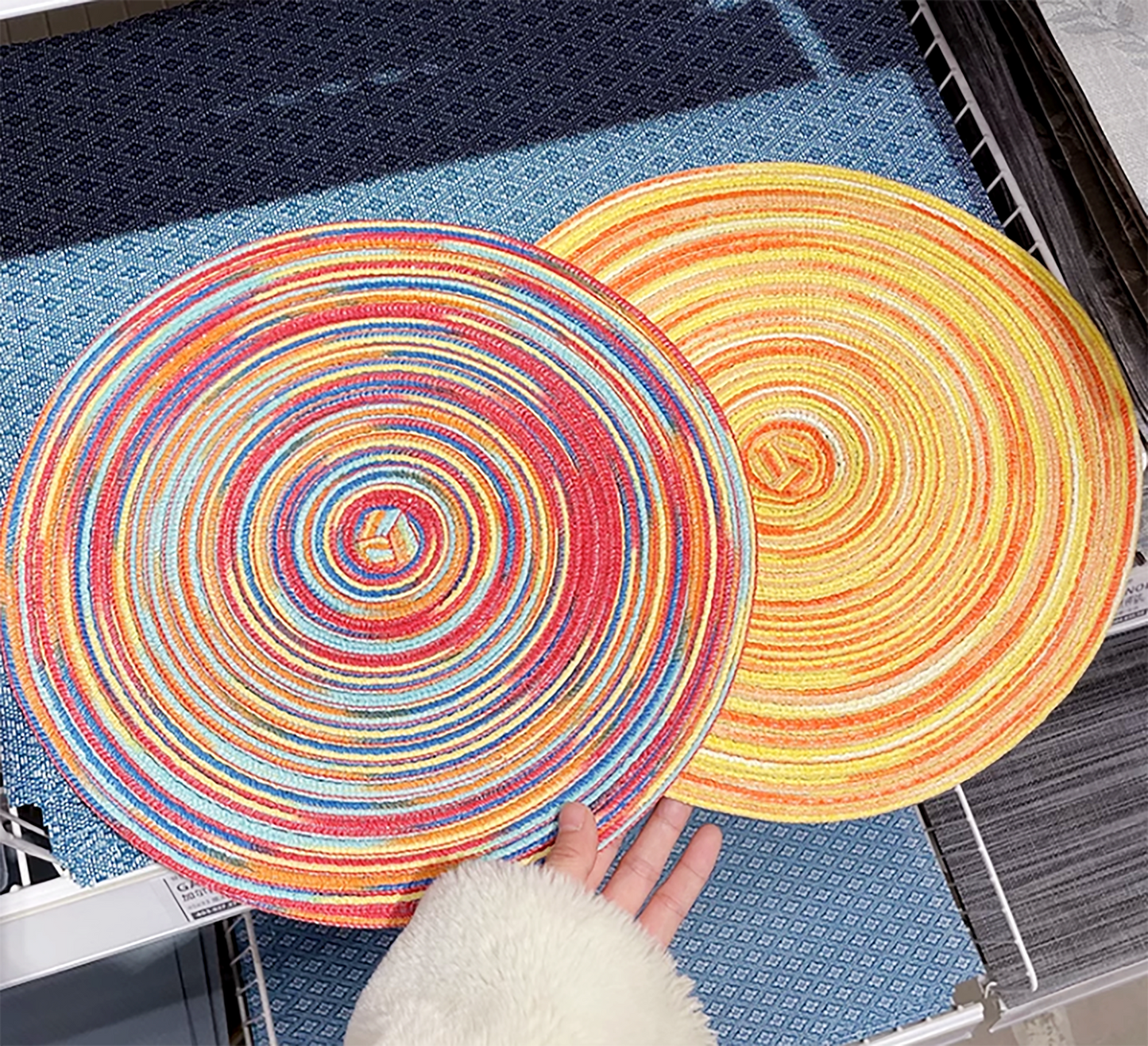 Colorful Handmade Placemat Art Woven Personalized Plate Mat Set Home Decoration Yellow Red