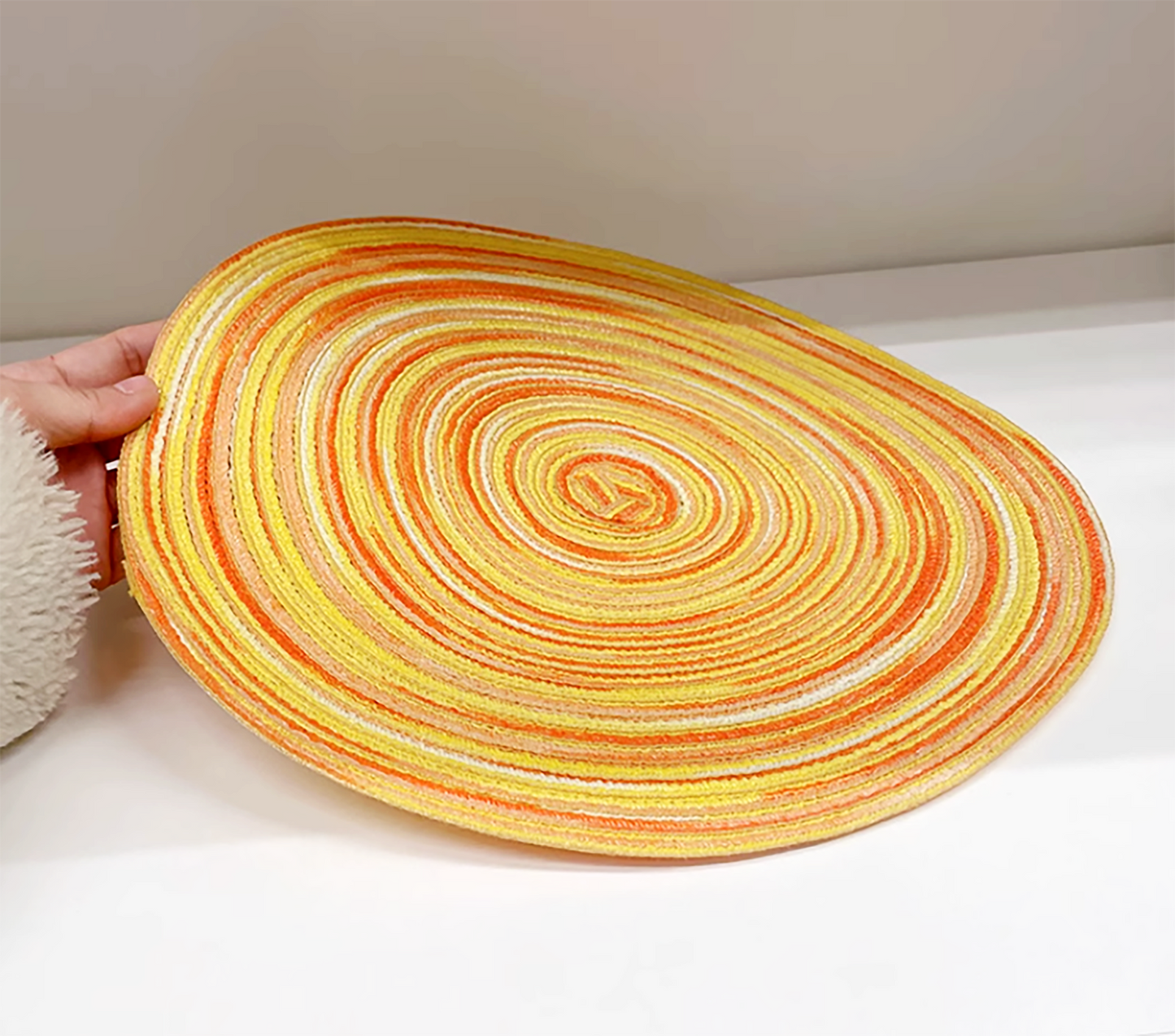 Colorful Handmade Placemat Art Woven Personalized Plate Mat Set Home Decoration Yellow Red