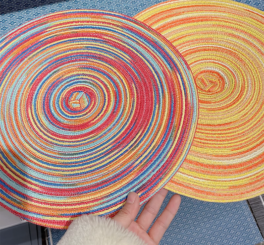 Colorful Handmade Placemat Art Woven Personalized Plate Mat Set Home Decoration Yellow Red