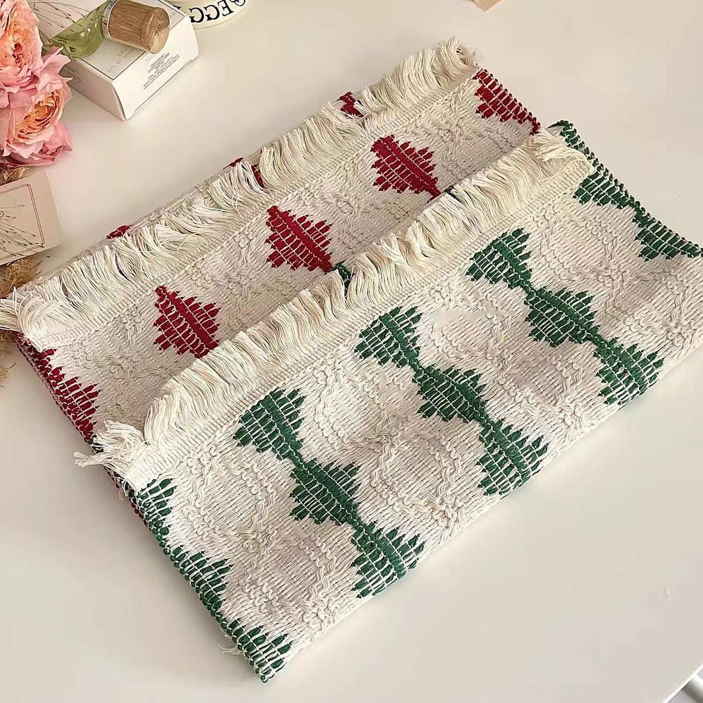 Colorful Placemats Red Green Handmade Personalized Plate Mat Kitchen Decoration Picnic Mat Table Linens Wedding Placemats