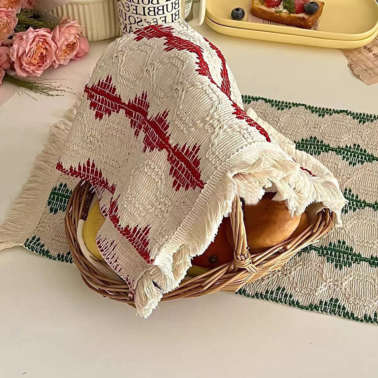 Colorful Placemats Red Green Handmade Personalized Plate Mat Kitchen Decoration Picnic Mat Table Linens Wedding Placemats