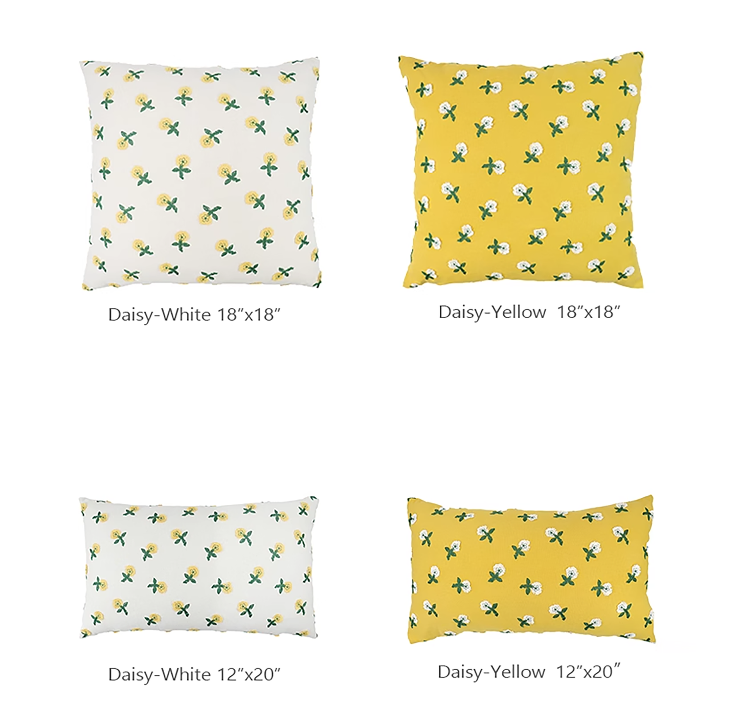 Flower Embroidered Throw Pillow Case Yellow White Small Flower Cute Flower Decorative Housewarming gift