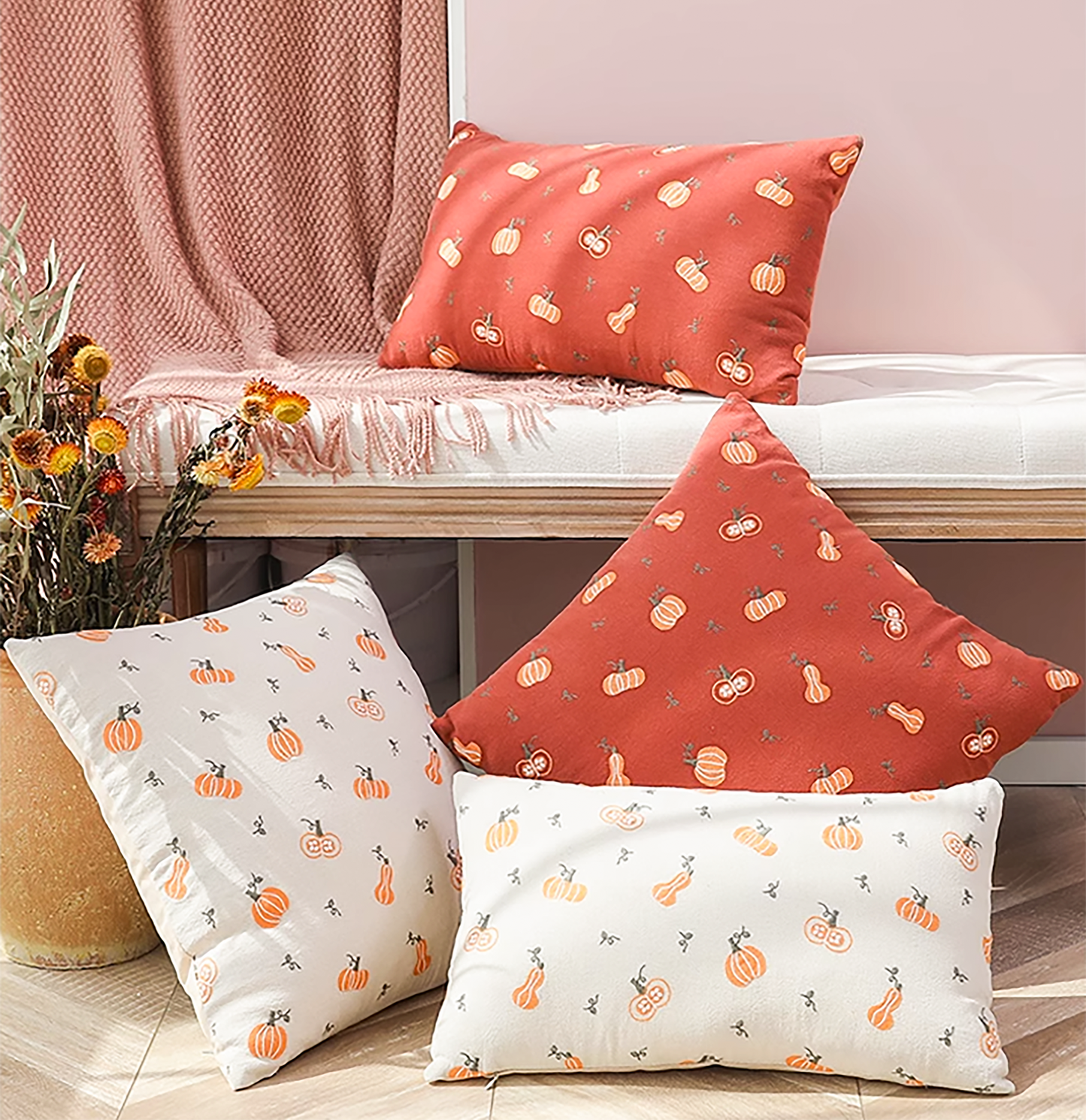 Pumpkin pillow Case Cute Pumpkin Pillow Embroidered Throw Pillow Case Decorative Fall Pillow Case/Housewarming gift Thanksgiving Holloween