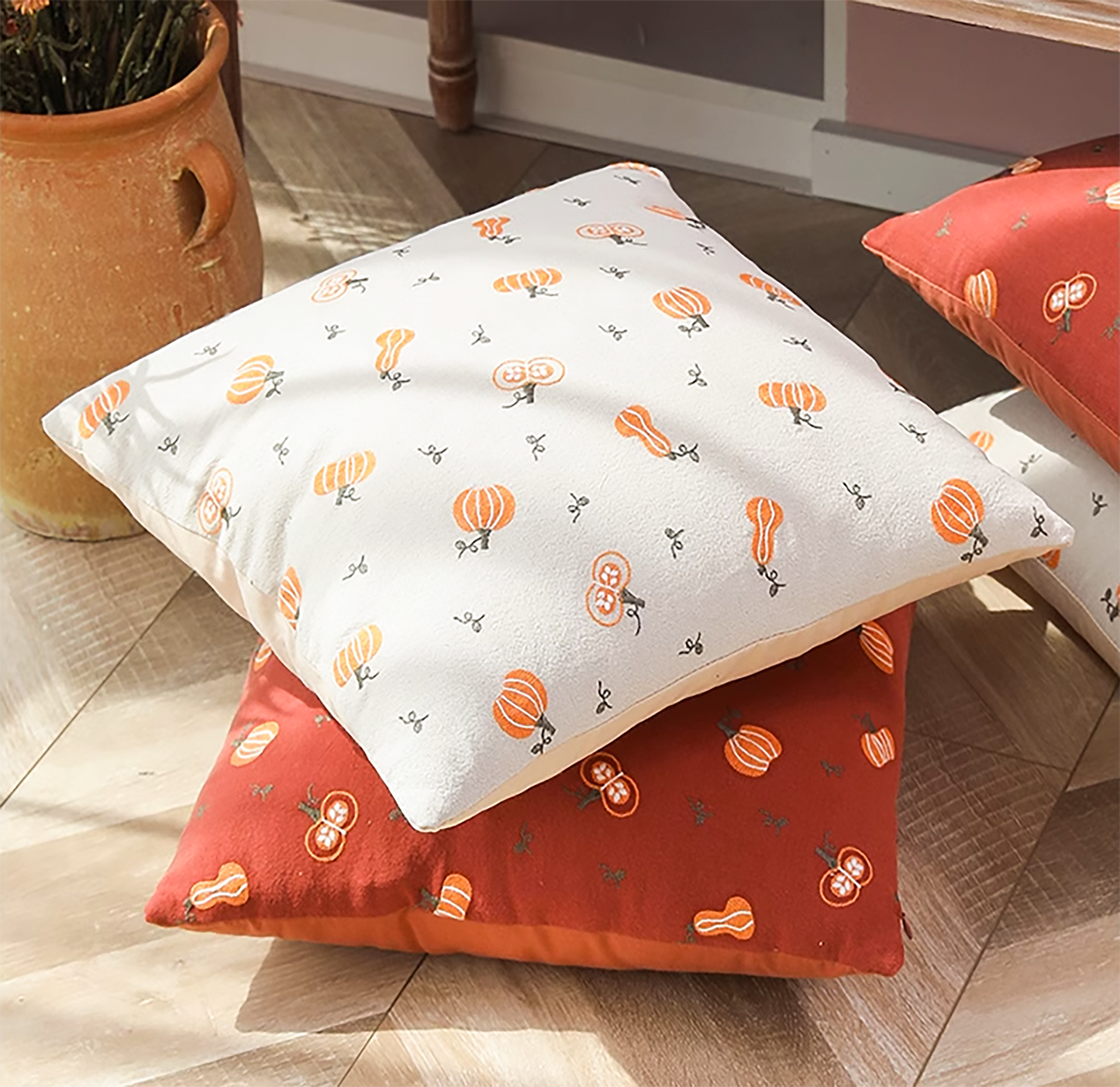 Pumpkin pillow Case Cute Pumpkin Pillow Embroidered Throw Pillow Case Decorative Fall Pillow Case/Housewarming gift Thanksgiving Holloween
