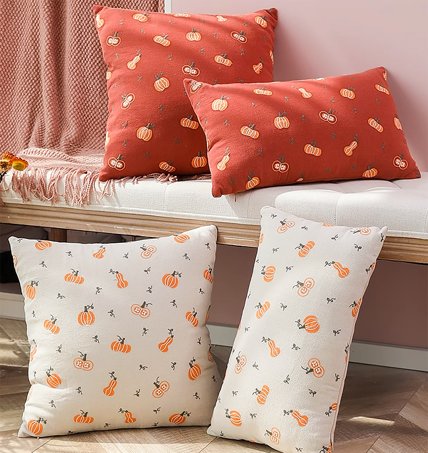 Pumpkin pillow Case Cute Pumpkin Pillow Embroidered Throw Pillow Case Decorative Fall Pillow Case/Housewarming gift Thanksgiving Holloween