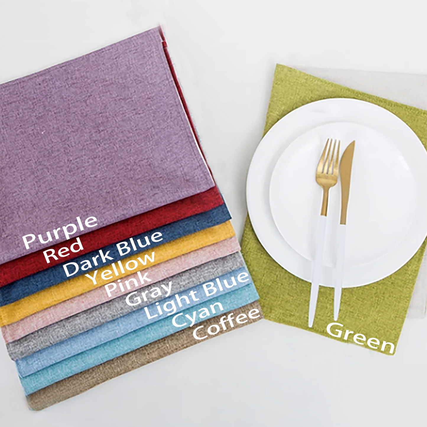 DUO Placemat Set Double Sided Solid Color Handmade Plate Mat Kitchen Decoration Picnic Mat Gifts