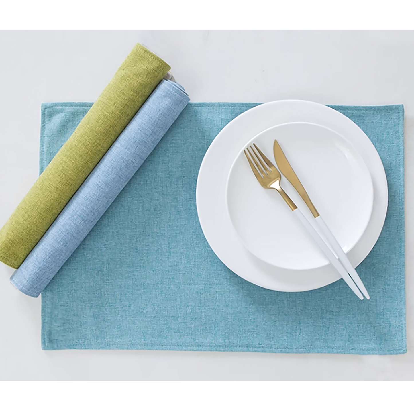 DUO Placemat Set Double Sided Solid Color Handmade Plate Mat Kitchen Decoration Picnic Mat Gifts