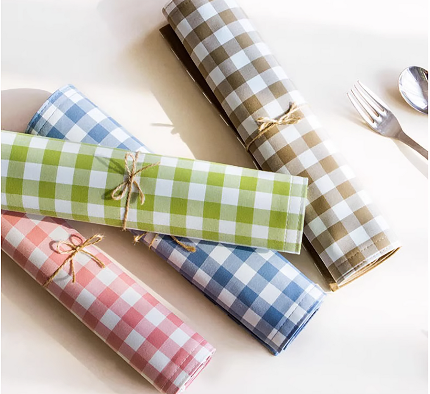 DUO Placemat Set Double Sided Checkerboard Pattern Solid Color Handmade Plate Mat Kitchen Decoration Picnic Mat Barbie Pink