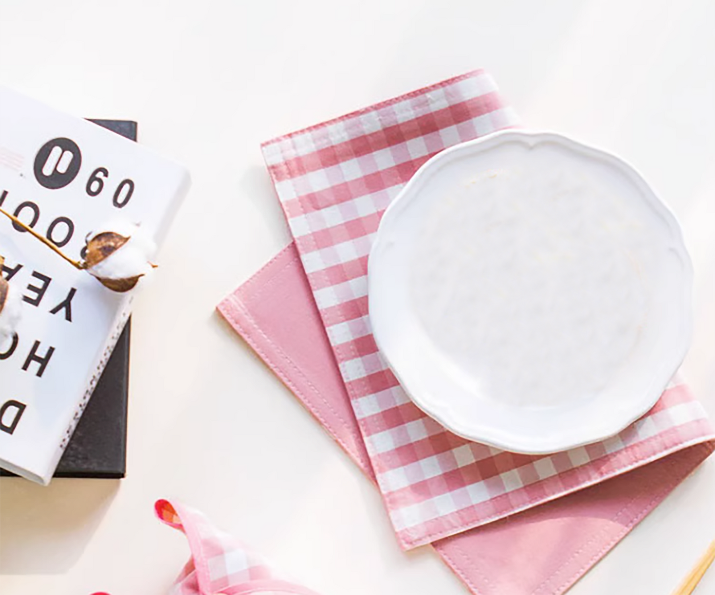 DUO Placemat Set Double Sided Checkerboard Pattern Solid Color Handmade Plate Mat Kitchen Decoration Picnic Mat Barbie Pink