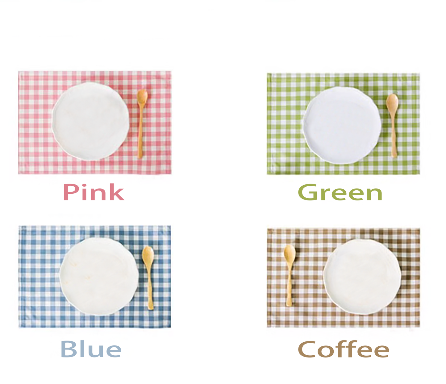 DUO Placemat Set Double Sided Checkerboard Pattern Solid Color Handmade Plate Mat Kitchen Decoration Picnic Mat Barbie Pink