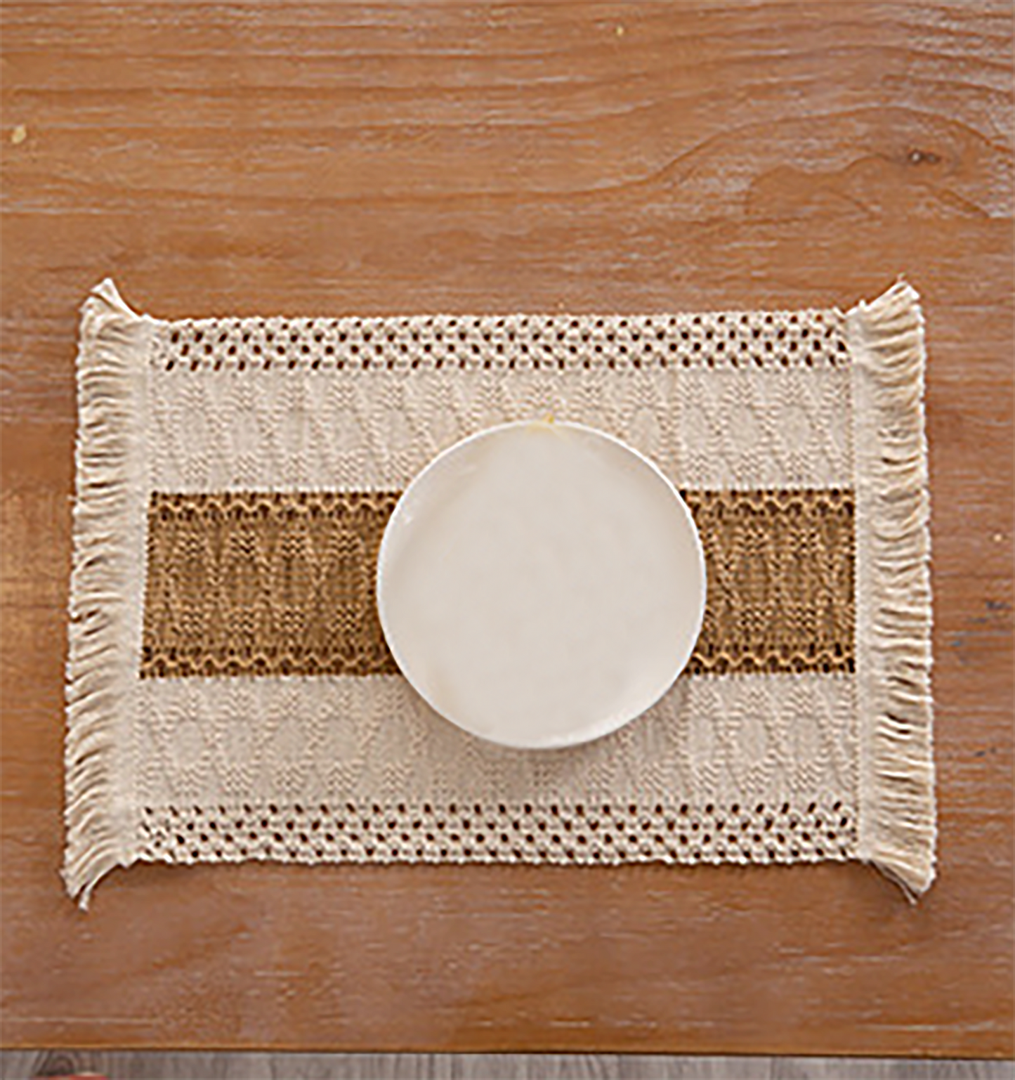 Woven Placemat Set Handmade Art Personalized Plate Mat Kitchen Decoration Blue Brown Beige