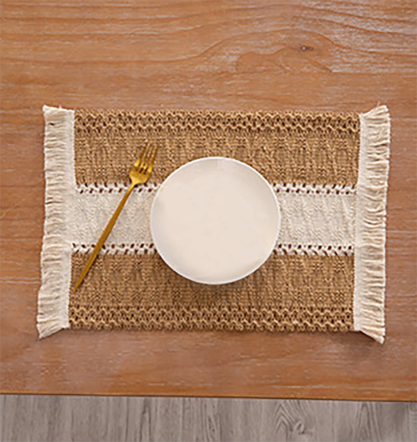 Woven Placemat Set Handmade Art Personalized Plate Mat Kitchen Decoration Blue Brown Beige