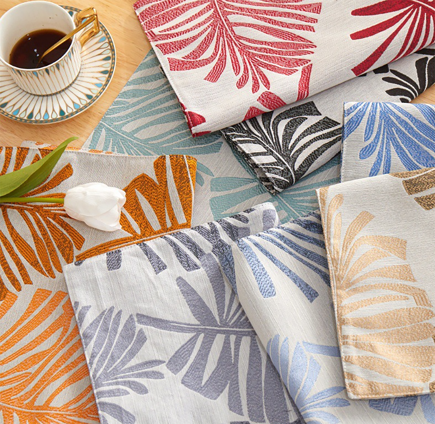 Nature Leaf Colorful Canvas Placemat Set Handmade Personalized Plate Mat Kitchen Decoration Picnic Mat Placemats Dark Blue