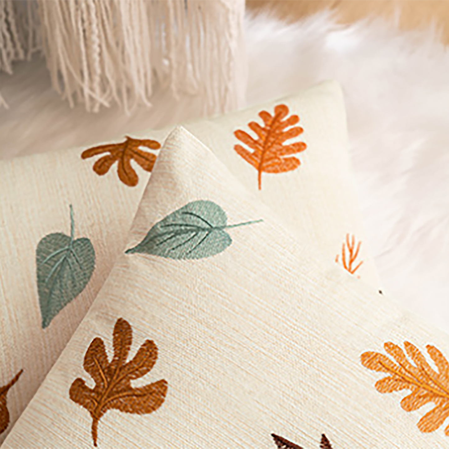 Maple Leaf Pillow Case Pumpkin Maple Leaf Embroidered Throw Pillow Case Decorative Orange Pumpkin Housewarming gift Autumn Fall