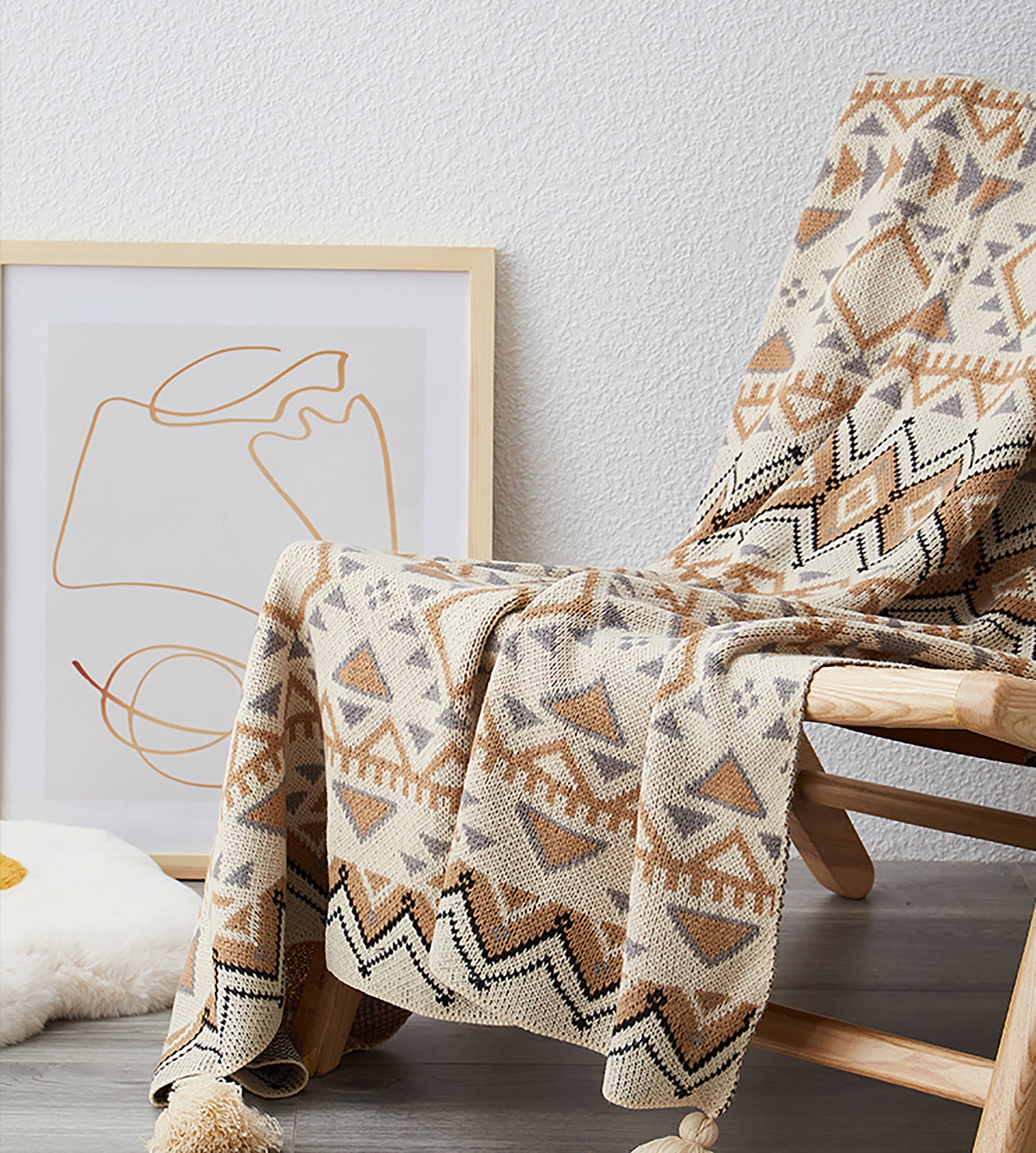 Bohemia Style Woven Throw Decorative Blanket Knitting Tassel Throw Blanket Sofa Couch Throw Handmade Office Blanket Living Room Decor Gift Inactive