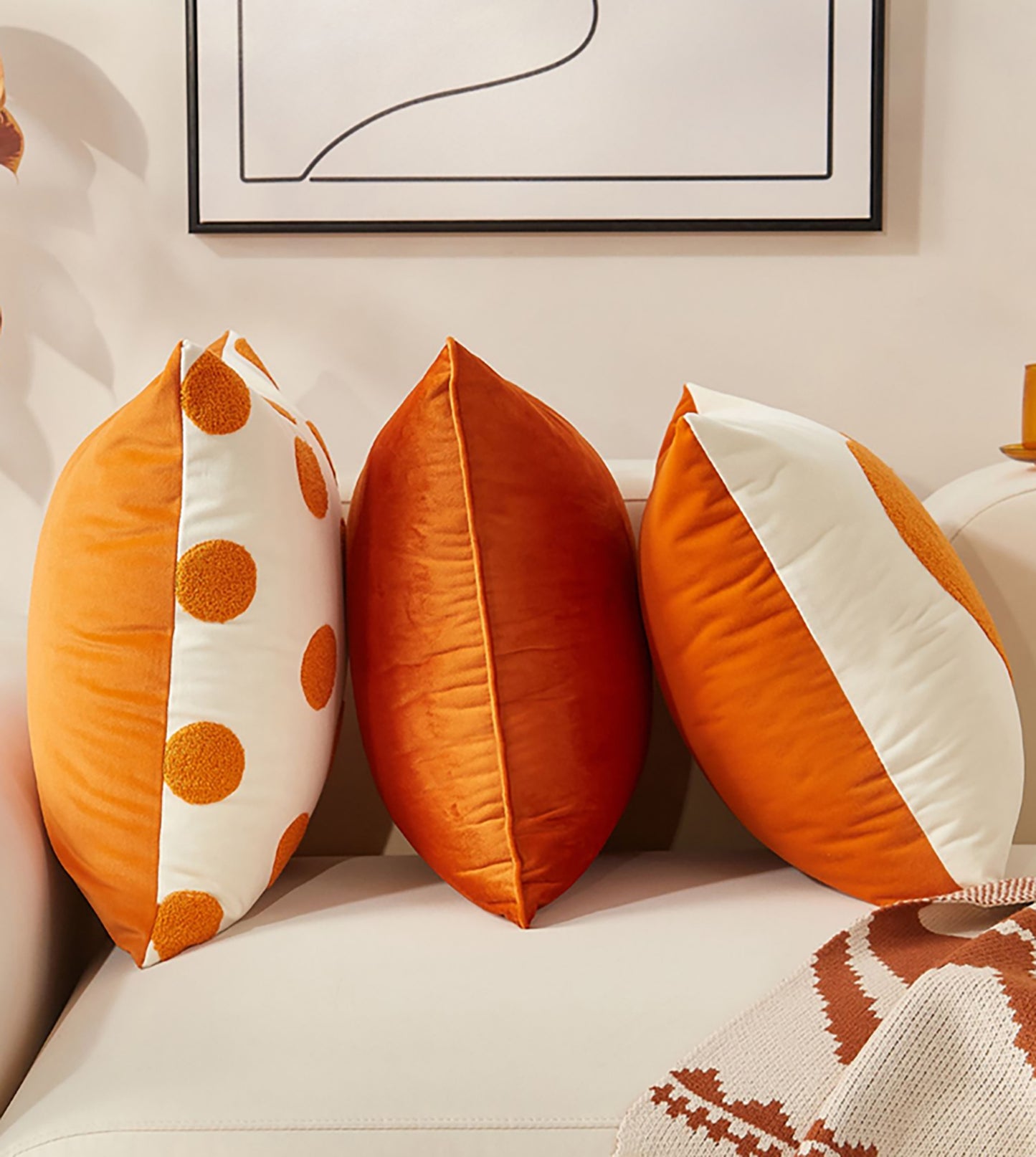 Heart pillow Case Cute Pillow Embroidered Throw Pillow Case Decorative Orange Pillow Case Housewarming gift Dot Pattern Pumpkin Living Room