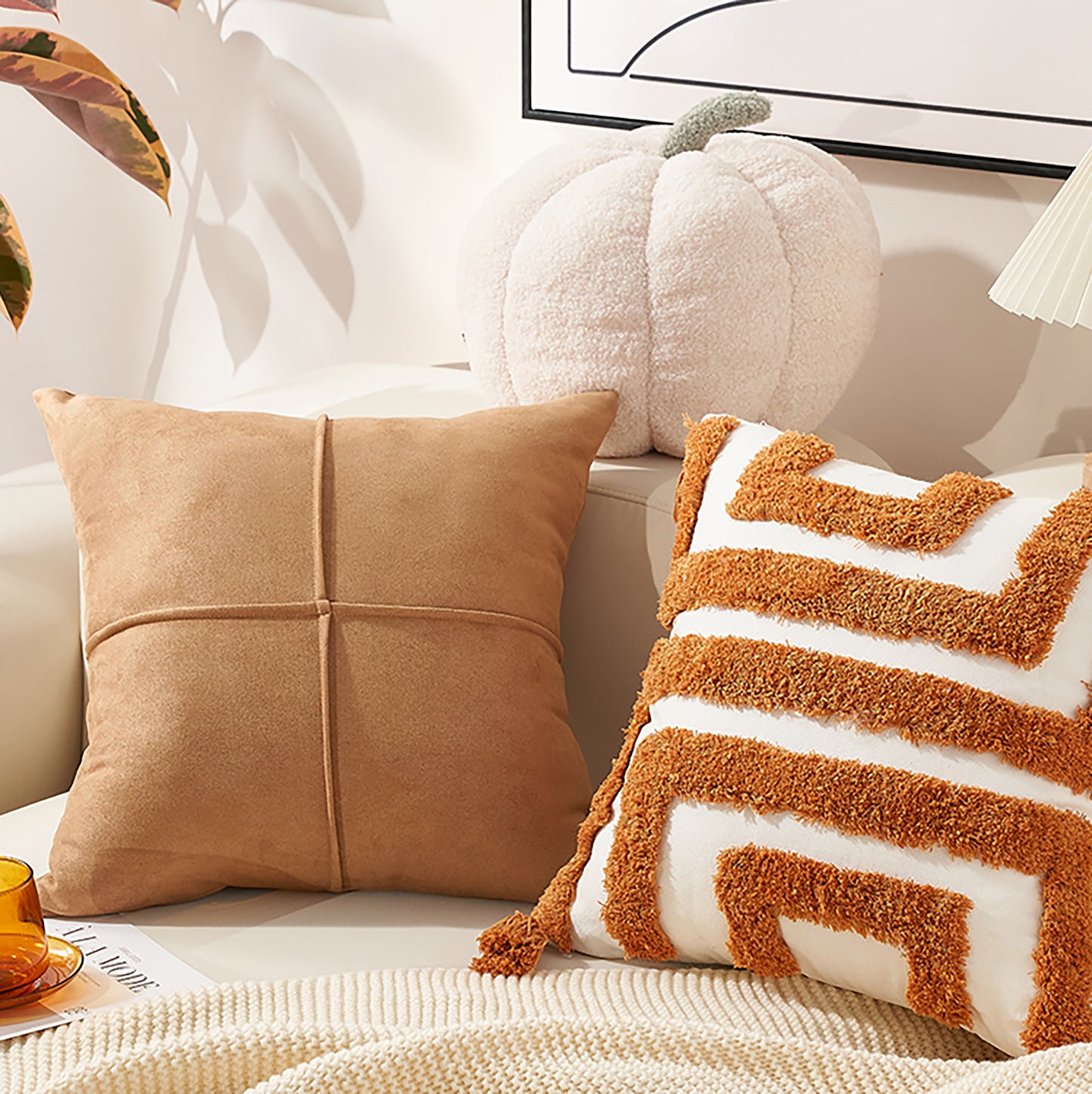 Cozy Pillow Cover Cute Pillow Throw Pillow Case Abstract Decorative Black White Khaki Pillow Case Housewarming gift Living Room Decor