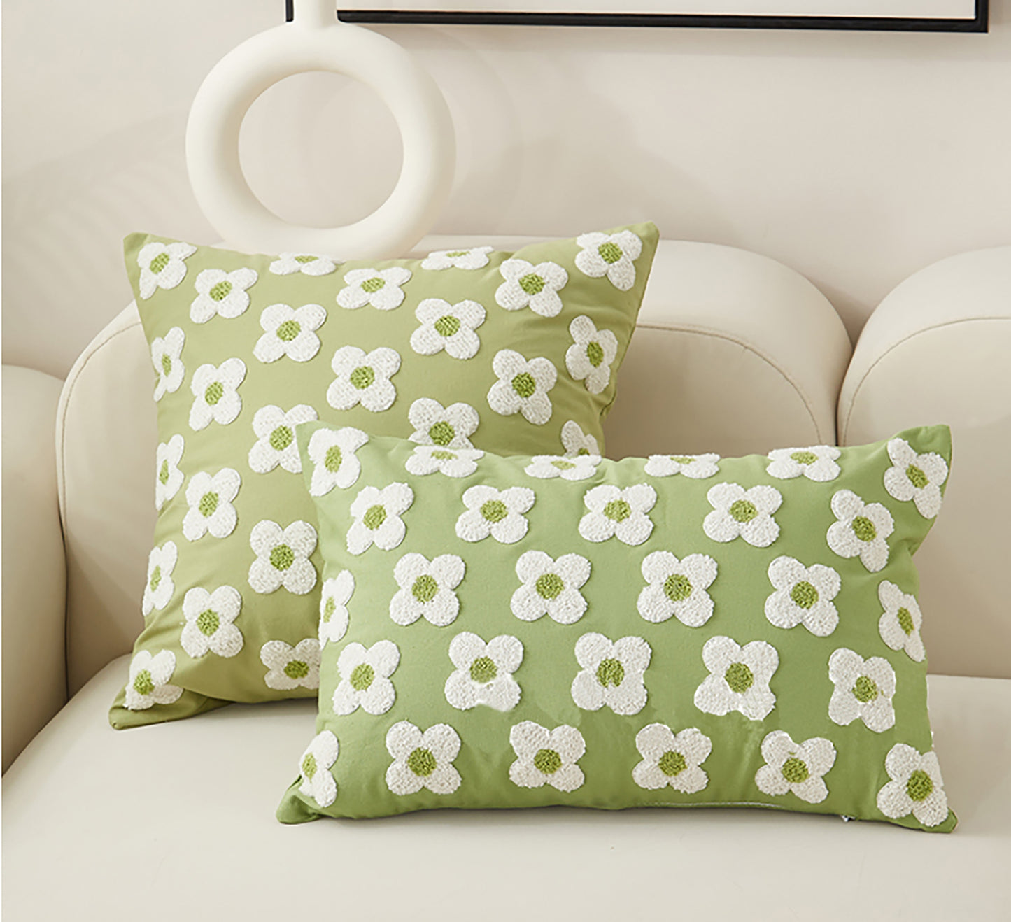 Fashion Pillowcase Cute Green Pillow Heart Embroidered Throw Pillow Case Decorative Pillowcase/ Housewarming gift/ Personalized Pillow Cover