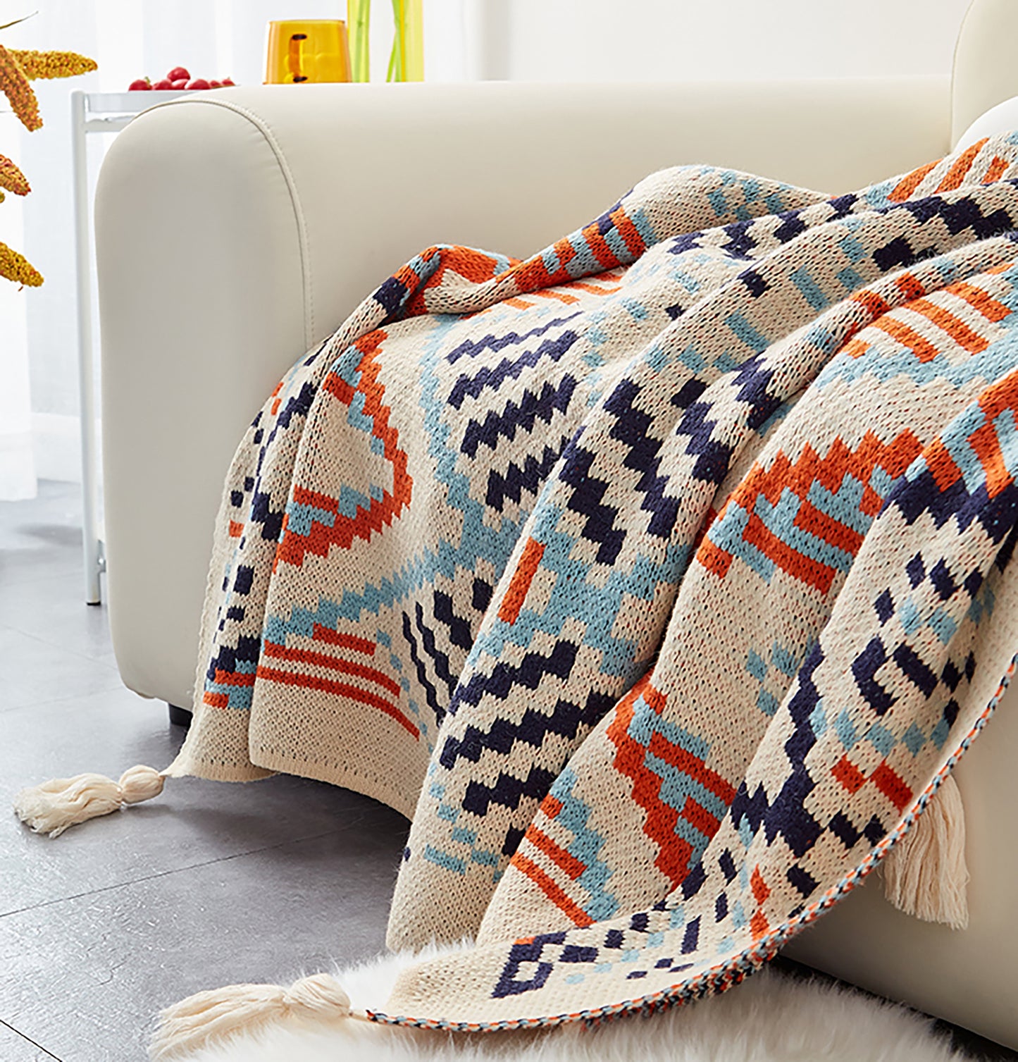Bohemia Style Woven Throw Decorative Blanket Knitting Tassel Throw Blanket Sofa Couch Throw Handmade Office Blanket Living Room Decor Gift Inactive