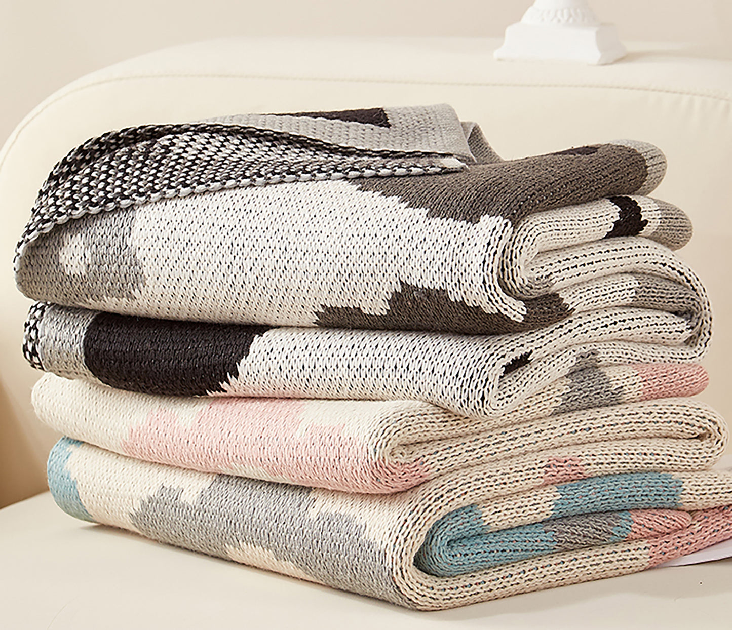 Flower Decorative Blanket Woven Throw Blanket Sofa Couch Office Blanket Pink Blue White Black