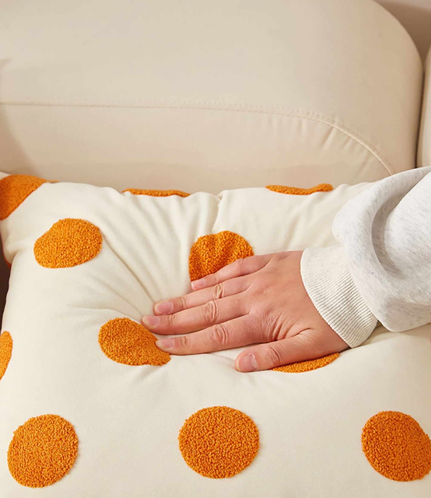 Heart pillow Case Cute Pillow Embroidered Throw Pillow Case Decorative Orange Pillow Case Housewarming gift Dot Pattern Pumpkin Living Room