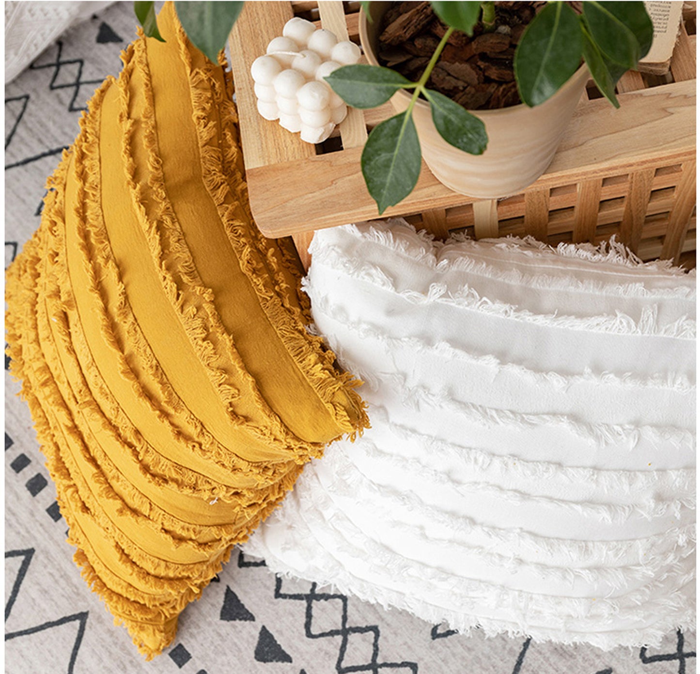 Daisy Embroidered Throw Pillow Case