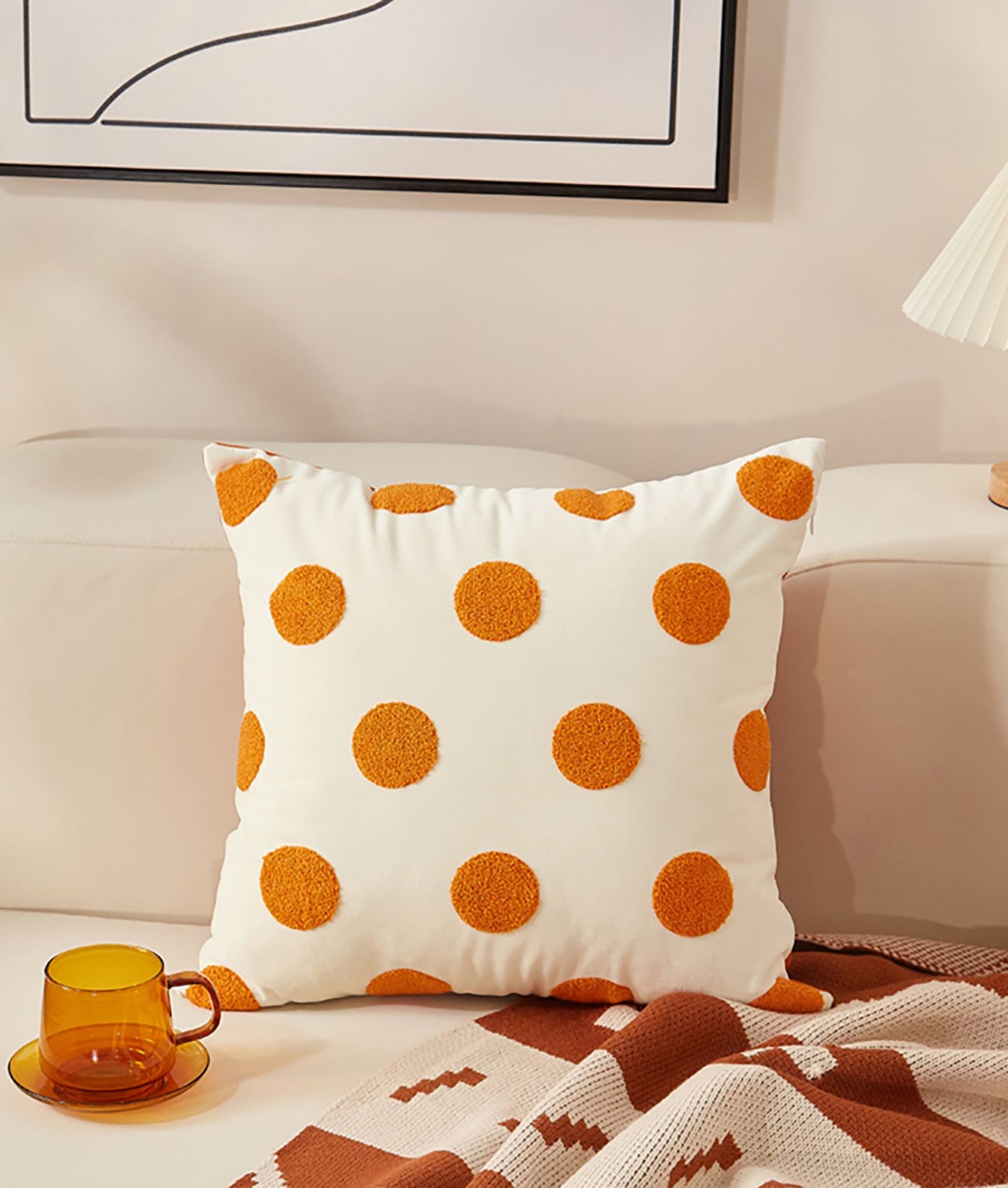 Heart pillow Case Cute Pillow Embroidered Throw Pillow Case Decorative Orange Pillow Case Housewarming gift Dot Pattern Pumpkin Living Room