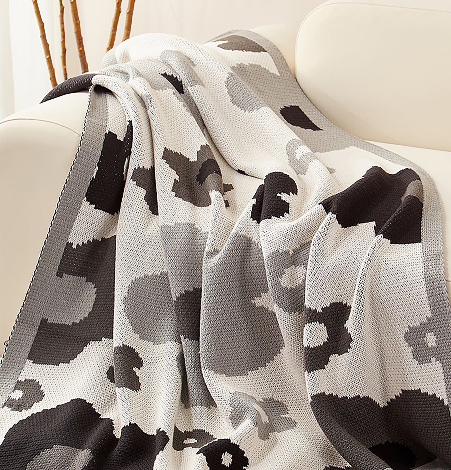 Flower Decorative Blanket Woven Throw Blanket Sofa Couch Office Blanket Pink Blue White Black