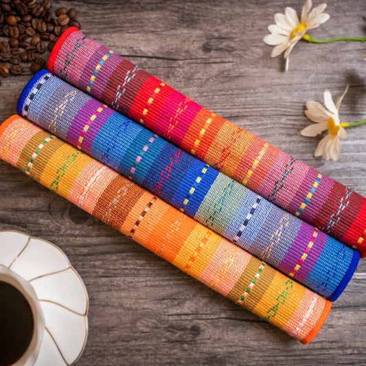 Colorful Art Woven Placemat Set Handmade Personalized Plate Mat Kitchen Decoration Picnic Mat Orange Red Blue Placemats Table Linens