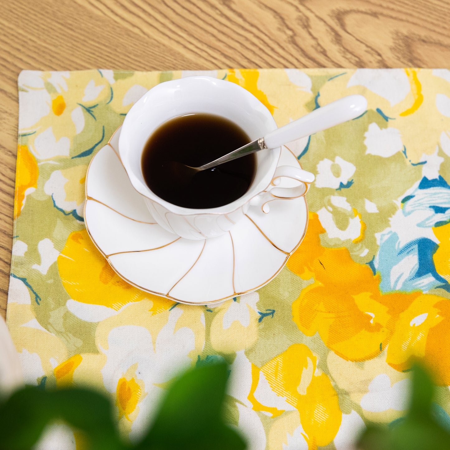 Yellow Flower Cotton Linen Placemat Set Handmade Personalized Plate Mat Kitchen Decoration Picnic Mat Placemats