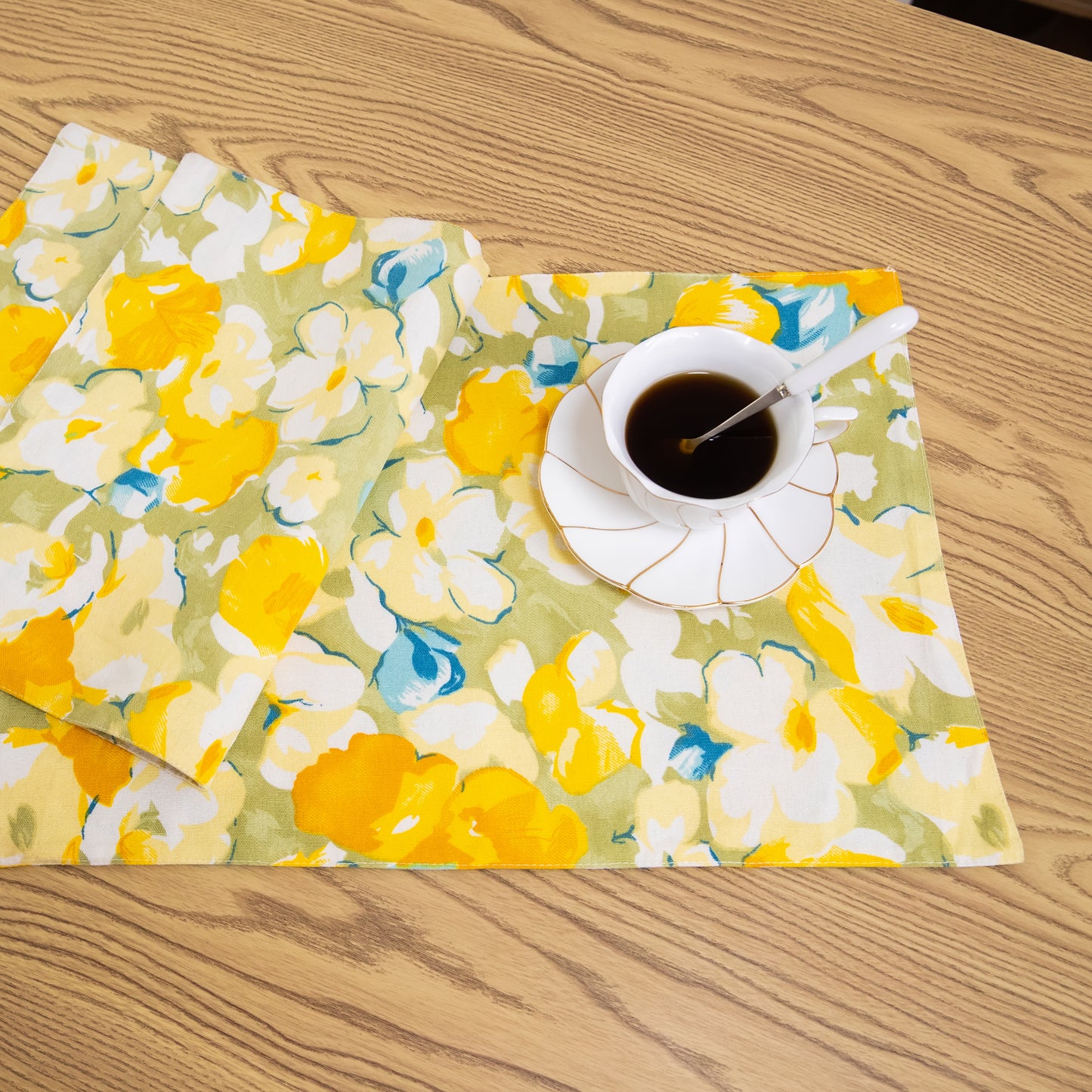 Yellow Flower Cotton Linen Placemat Set Handmade Personalized Plate Mat Kitchen Decoration Picnic Mat Placemats