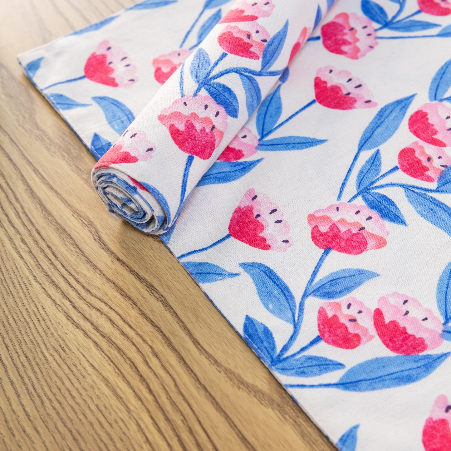 Flower Cotton Linen Placemat Set Handmade Personalized Plate Mat Kitchen Decoration Picnic Mat Placemats Flower Design Pink Blue