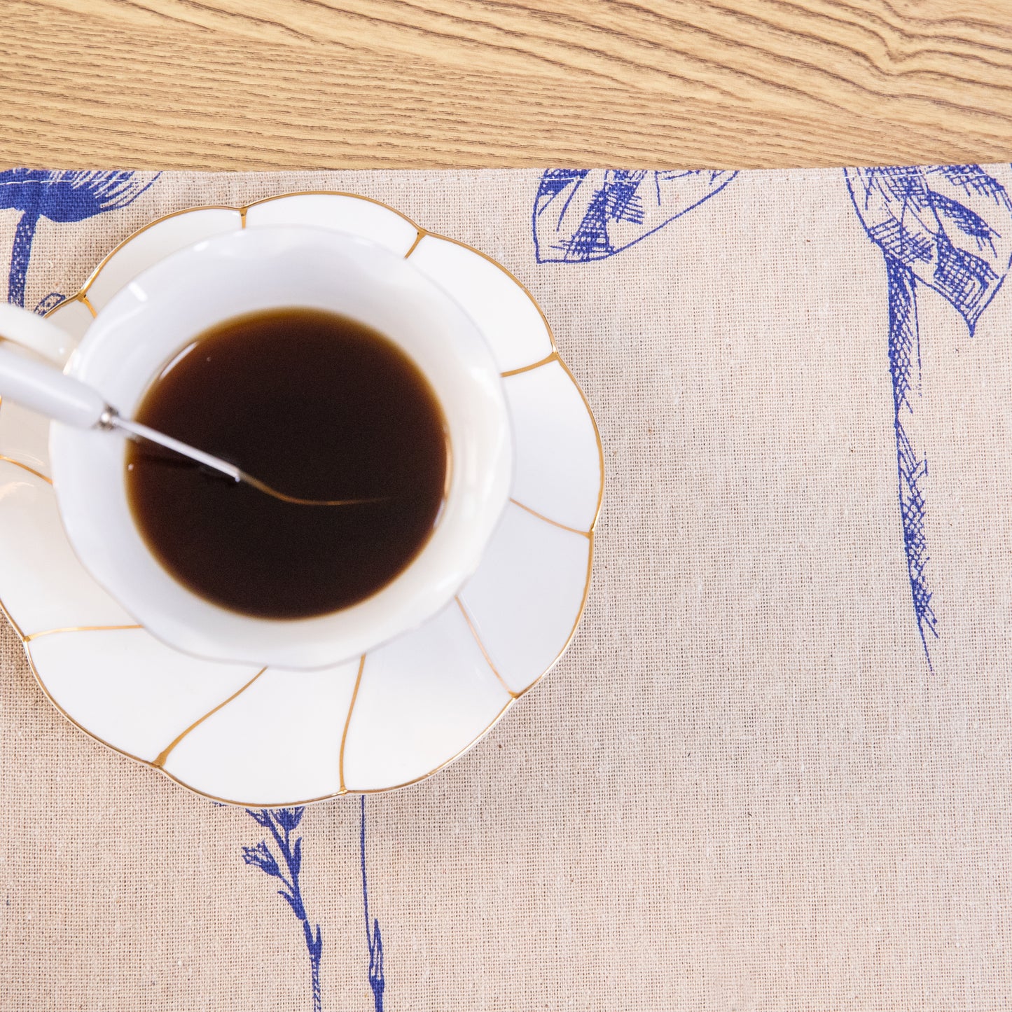 Flower Placemat Set Handmade Personalized Plate Mat Kitchen Decoration Picnic Mat Cotton Linen Placemats Blue Flower Design