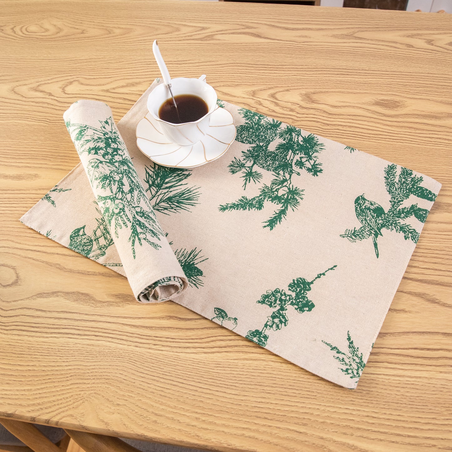 Nature Design Canvas Placemat Set Handmade Personalized Plate Mat Kitchen Decoration Picnic Mat Placemats Pine Tree