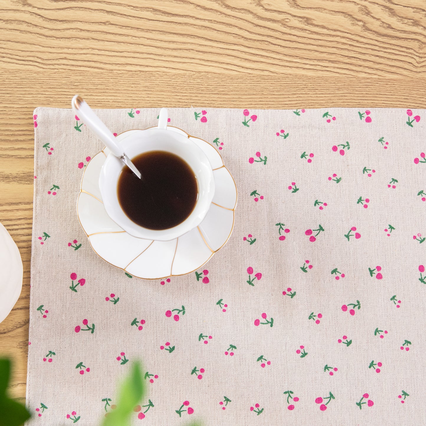 Cherry Pattern Placemat Set Handmade Personalized Plate Mat Kitchen Decoration Picnic Mat Linen Placemats Fruit Design