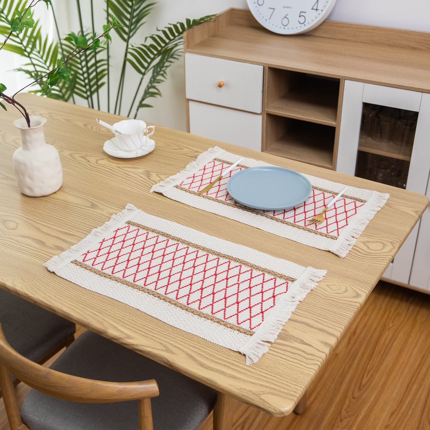 Art Woven Placemat Set Handmade Personalized Plate Mat Kitchen Decoration Colorful Yellow