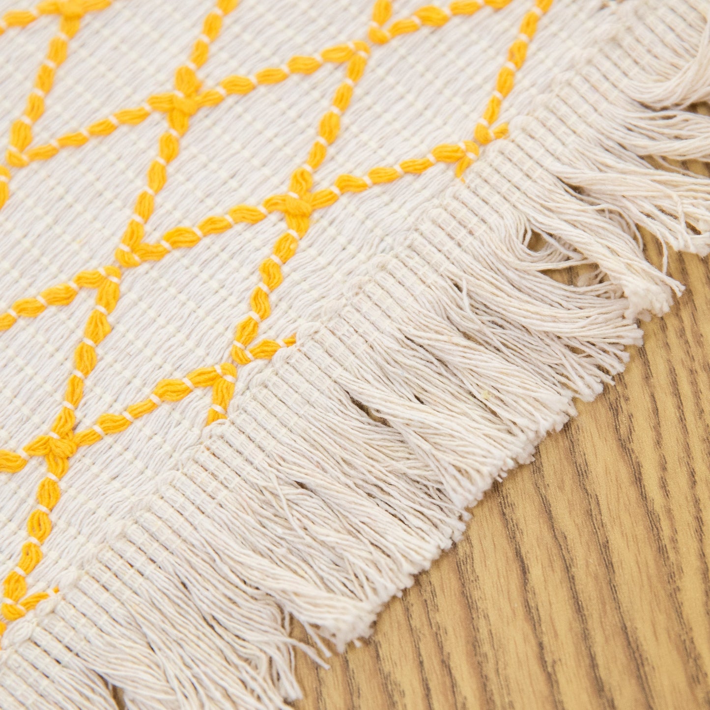 Art Woven Placemat Set Handmade Personalized Plate Mat Kitchen Decoration Colorful Yellow