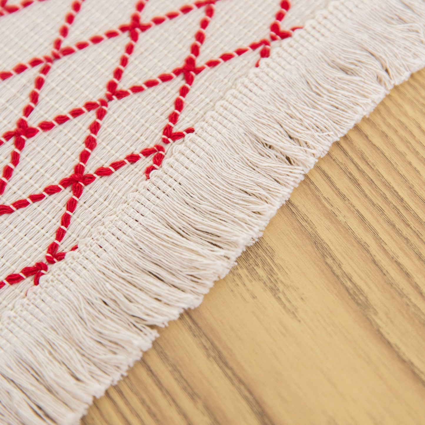 Art Woven Placemat Set Handmade Personalized Plate Mat Kitchen Decoration Colorful  Red