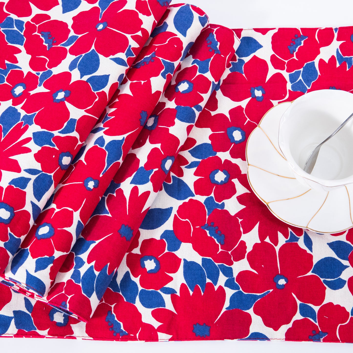 Red Flower Cotton Linen Placemat Set