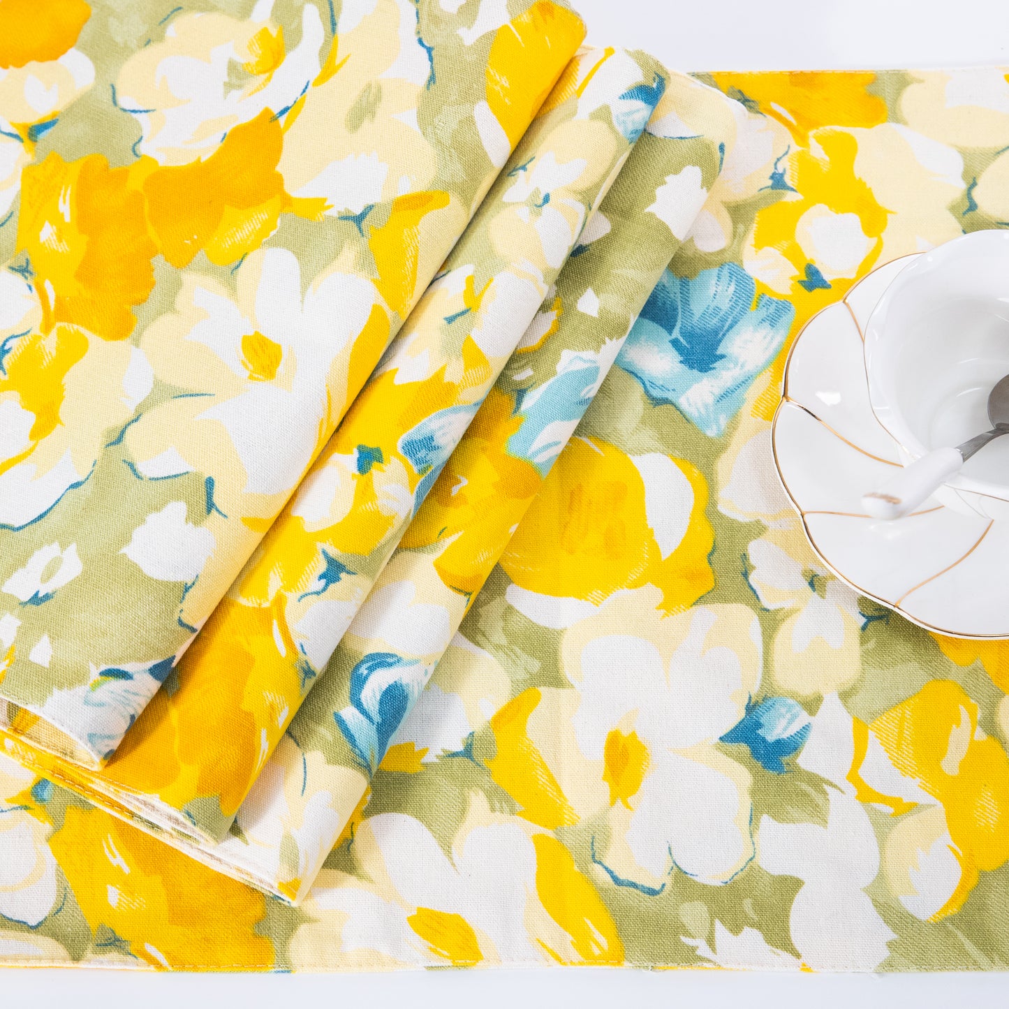 Yellow Flower Cotton Linen Placemat Set Handmade Personalized Plate Mat Kitchen Decoration Picnic Mat Placemats