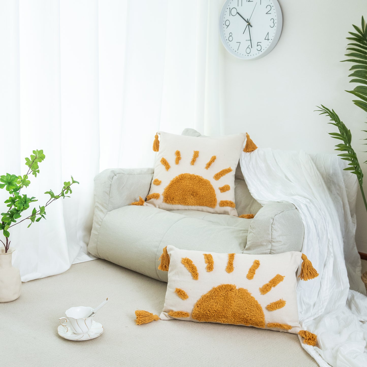 Sunrise pillow Case Boho Pillow Sunrise Embroidered Throw Pillow Case Decorative Pillow Case/Housewarming gift