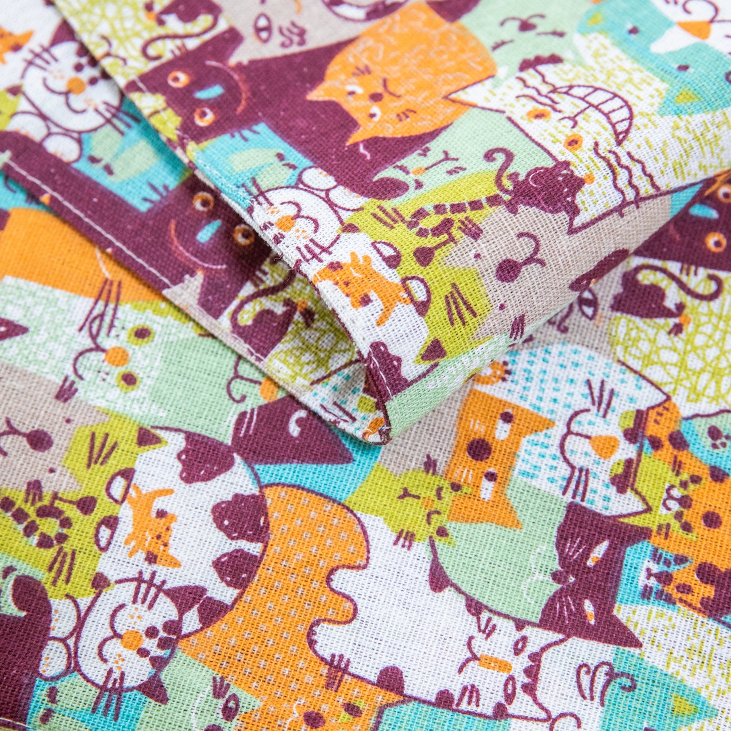 Cutie Kitty Cat Kitten Design Canvas Placemat Set Handmade Personalized Plate Mat Kitchen Decoration Picnic Mat Placemats