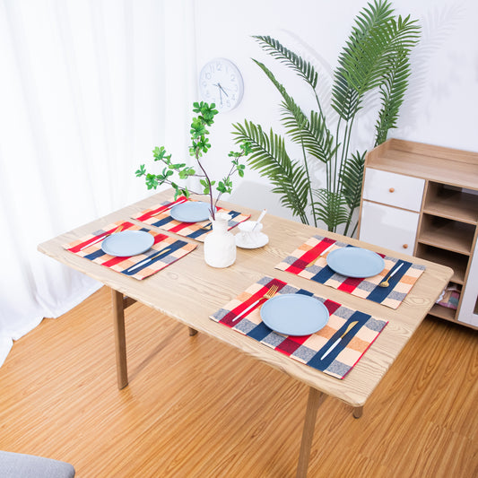 Red and Blue Plaid Placemat Set Handmade Plate Mat Kitchen Decoration Picnic Mat Gifts