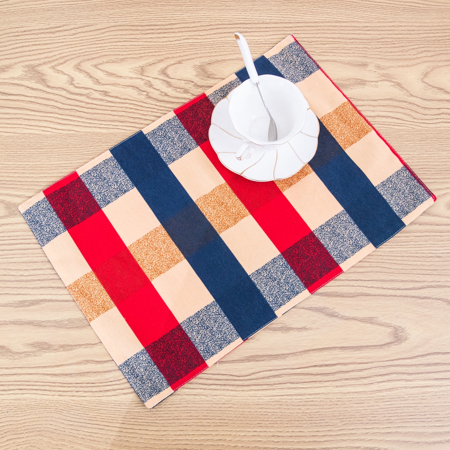 Red and Blue Plaid Placemat Set Handmade Plate Mat Kitchen Decoration Picnic Mat Gifts