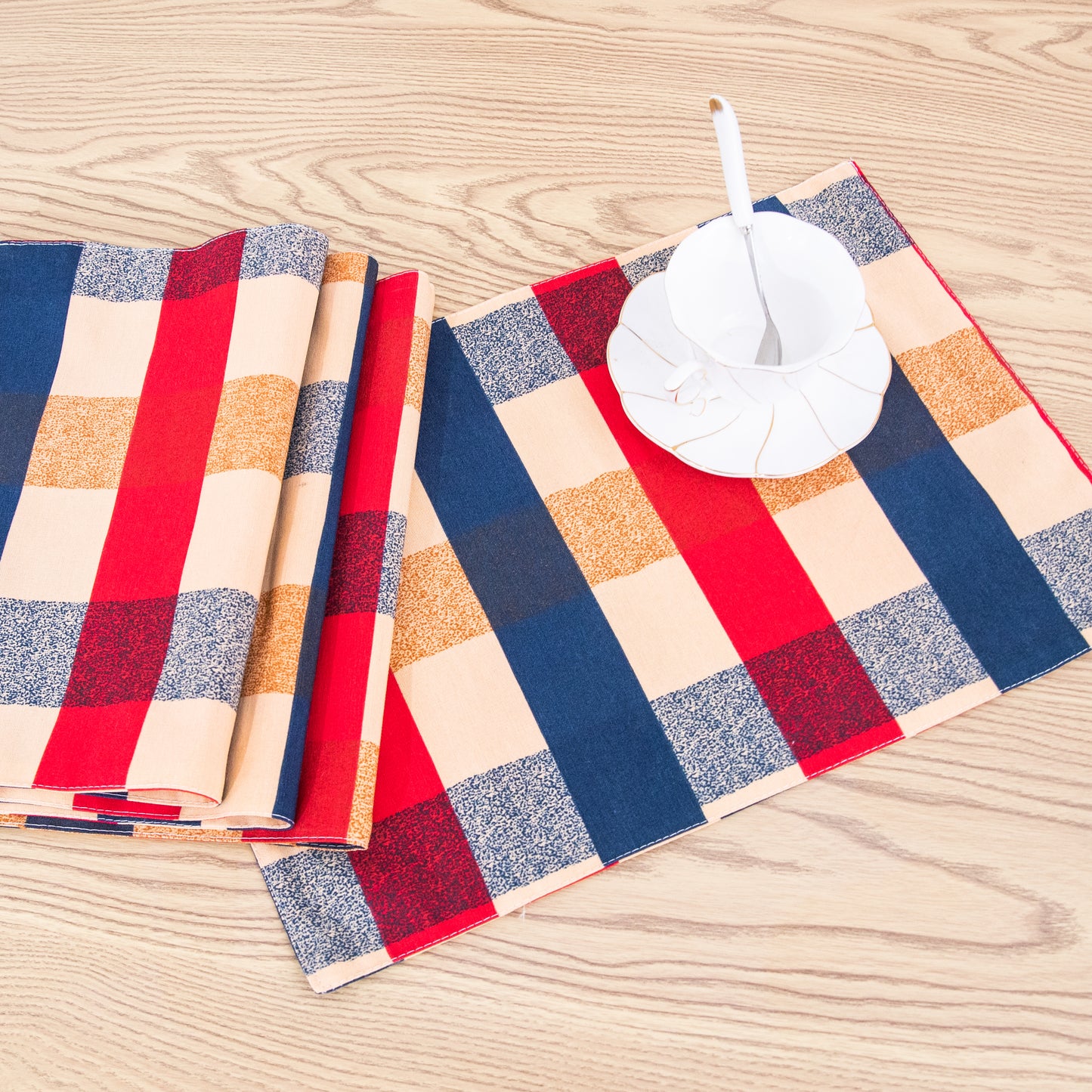 Red and Blue Plaid Placemat Set Handmade Plate Mat Kitchen Decoration Picnic Mat Gifts