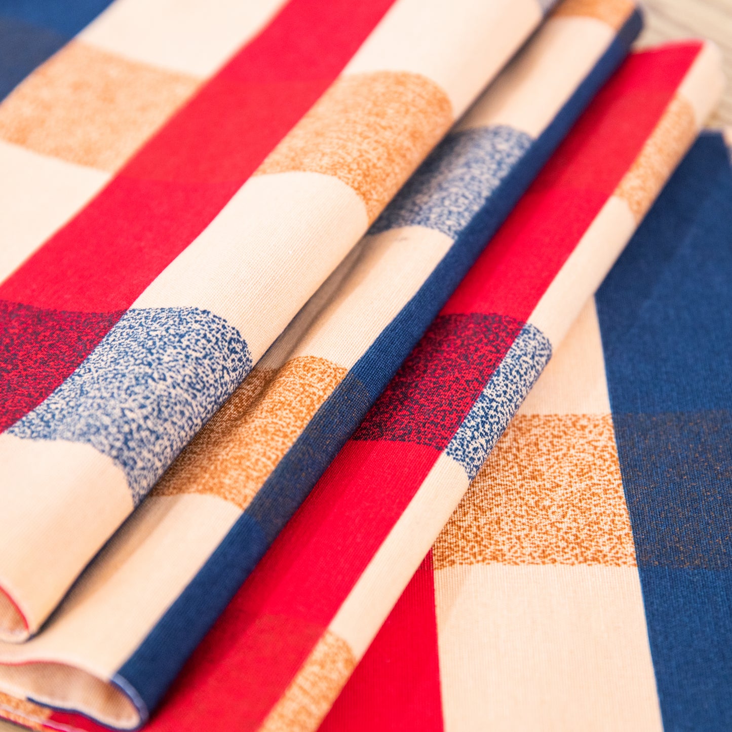 Red and Blue Plaid Placemat Set Handmade Plate Mat Kitchen Decoration Picnic Mat Gifts