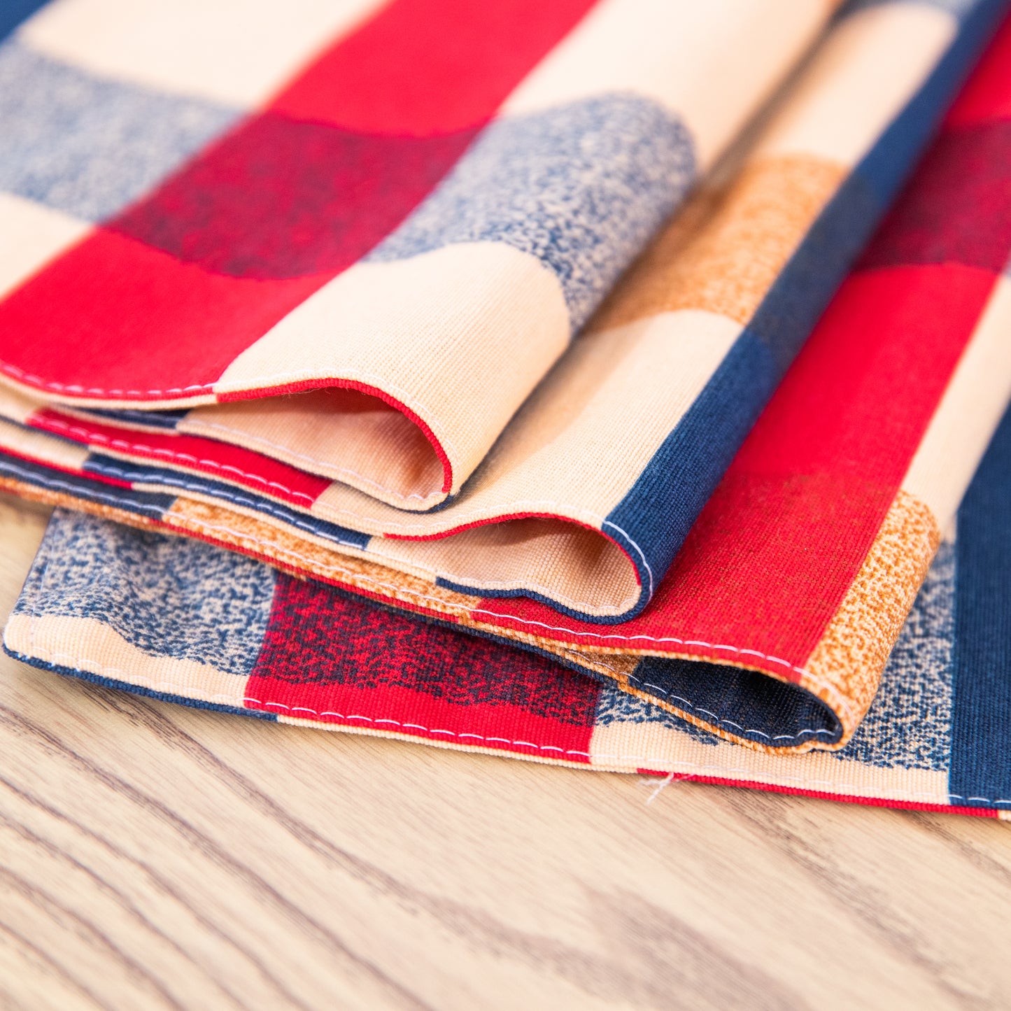 Red and Blue Plaid Placemat Set Handmade Plate Mat Kitchen Decoration Picnic Mat Gifts